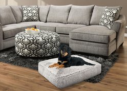 Bessie + Barnie Sicilian Rectangle Pillow Dog Bed with Removable Cover, Midnight Blue, Small