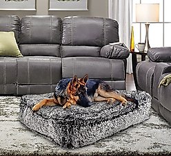 Bessie + Barnie Sicilian Rectangle Pillow Dog Bed with Removable Cover, Midnight Frost, Large slide 1 of 6