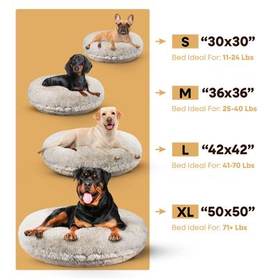 Show full view: Bessie + Barnie Signature Short Shag Luxury Extra Plush Faux Fur Bagel Dog & Cat Bed, Blondie, Medium slide 4 of 9