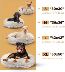 Bessie + Barnie Signature Short Shag Luxury Extra Plush Faux Fur Bagel Dog & Cat Bed, Blondie, Small slide 2 of 6