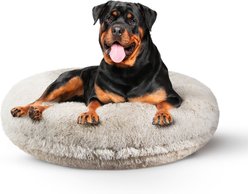Bessie + Barnie Signature Short Shag Luxury Extra Plush Faux Fur Bagel Dog & Cat Bed, Blondie, X-Large