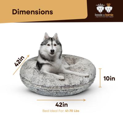 Show full view: Bessie + Barnie Signature Short Shag Luxury Extra Plush Faux Fur Bagel Dog & Cat Bed, Frosted Snow, Large slide 3 of 10