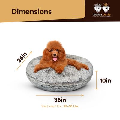 Show full view: Bessie + Barnie Signature Short Shag Luxury Extra Plush Faux Fur Bagel Dog & Cat Bed, Frosted Snow, Medium slide 2 of 9