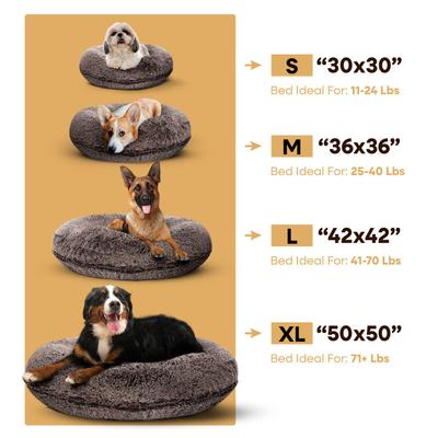 Show full view: Bessie + Barnie Signature Short Shag Luxury Extra Plush Faux Fur Bagel Dog & Cat Bed, Frosted Willow, X-Large slide 5 of 9