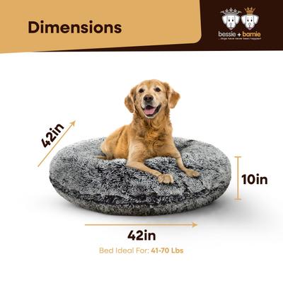 Show full view: Bessie + Barnie Signature Short Shag Luxury Extra Plush Faux Fur Bagel Dog & Cat Bed, Mightnight Frost, Large slide 4 of 10