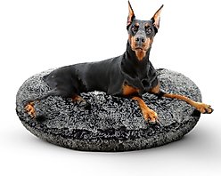 Bessie + Barnie Signature Short Shag Luxury Extra Plush Faux Fur Bagel Dog & Cat Bed, Mightnight Frost, X-Large