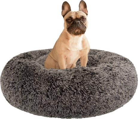 Show full view: Bessie + Barnie Ultra Plush Deluxe Comfort Snuggle Bolster Cat & Dog Bed, Grey, Large slide 2 of 8