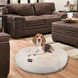 Bessie + Barnie Ultra Plush Deluxe Comfort Snuggle Bolster Cat & Dog Bed, Taupe, Large