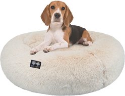 Bessie + Barnie Ultra Plush Deluxe Comfort Snuggle Bolster Cat & Dog Bed, Taupe, Large slide 2 of 6