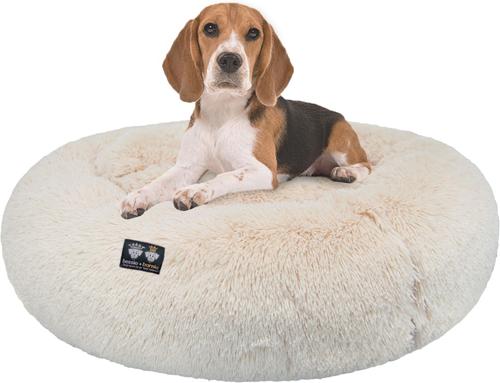 Show full view: Bessie + Barnie Ultra Plush Deluxe Comfort Snuggle Bolster Cat & Dog Bed, Taupe, Medium slide 3 of 9