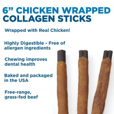 Show full view: Best Bully Sticks 6-inch Collagen Chicken Wrapped Sticks Dog Treats, 12 count slide 5 of 5