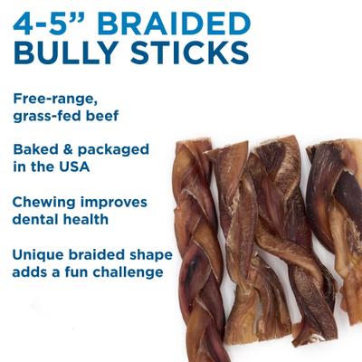 Show full view: Best Bully Sticks Braided 4-5" Bully Sticks Dog Treats, 1-lb bag slide 4 of 7