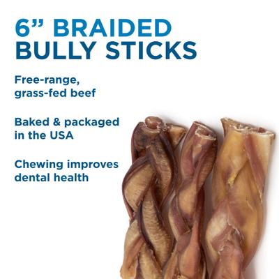 Show full view: Best Bully Sticks Braided 6" Bully Stick Dog Treats, 3 count slide 4 of 7
