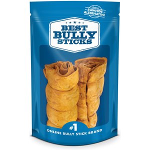 Best Bully Sticks Peanut Butter Beef Cheek Dog Treats, Medium, 2 count