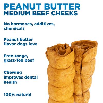 Show full view: Best Bully Sticks Peanut Butter Beef Cheek Dog Treats, Medium, 2 count slide 4 of 6