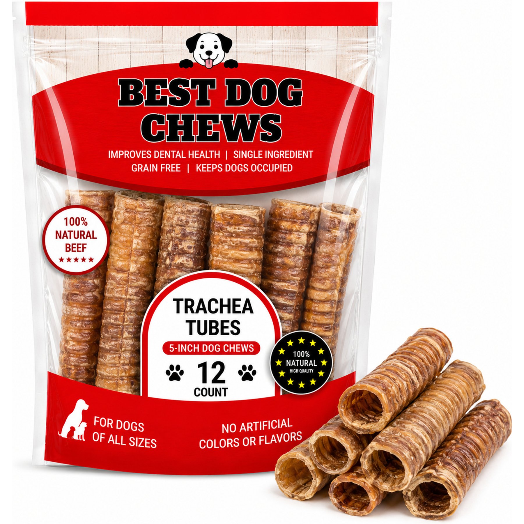 Best Dog Chews 5 to 6-in Trachea Tubes Dog Treats, 12 count