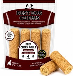 Best Dog Chews Beef Cheek Rolls Bully Dusted 5 to 6-in Dog Treats, 4 count