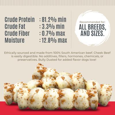 Show full view: Best Dog Chews Beef Cheek Rolls Bully Dusted 9 to 12-in Dog Treats, 3 count slide 5 of 5