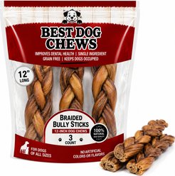 Best Dog Chews Braided 12-in Bully Sticks Dog Treats, 3 count