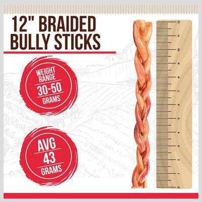 Show full view: Best Dog Chews Braided 12-in Bully Sticks Dog Treats, 3 count slide 3 of 10