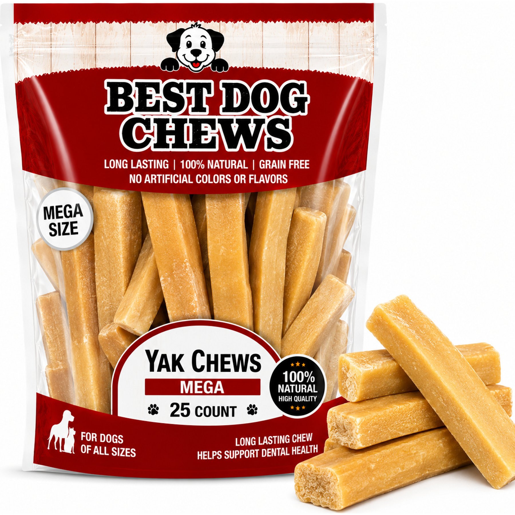 Best Dog Chews Himalayan Yak Chews Mega Yak Dog Chew Treats, 25 count