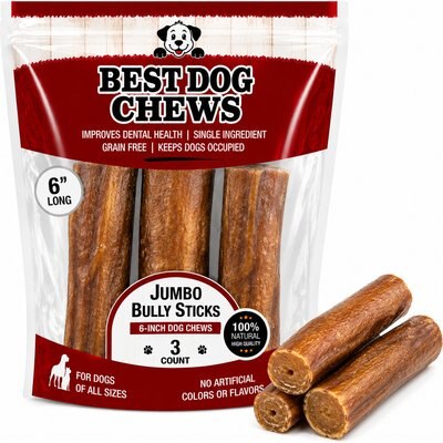 Best Dog Chews Best Dog Chews Jumbo 6-in Bully Sticks Dog Treats, 3 count