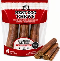 Best Dog Chews Mega Monster 12-in Bully Sticks Dog Treats, 3 count