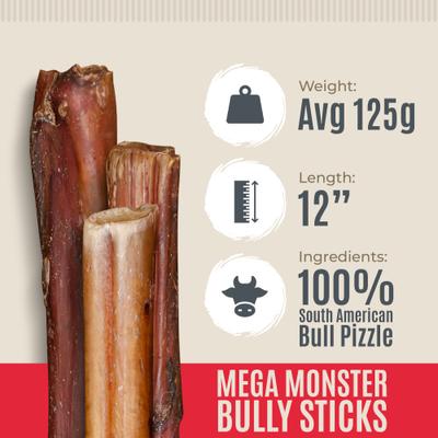 Show full view: Best Dog Chews Mega Monster Bully Sticks 12-in Dog Treats, 3 count slide 3 of 6