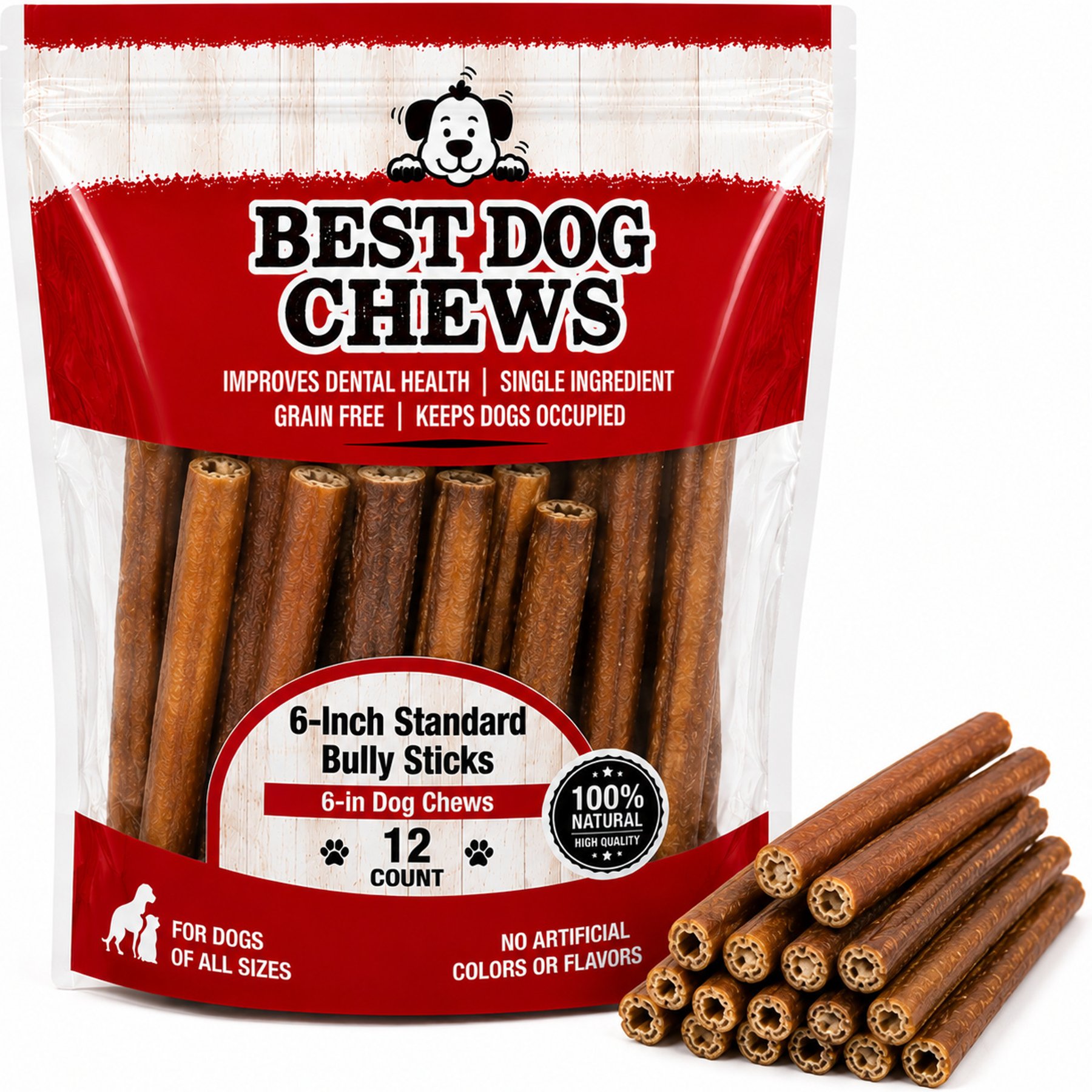 Best Dog Chews Standard 6-in Bully Sticks Dog Treats, 12 count