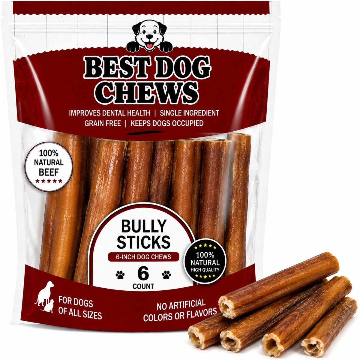 Best Dog Chews Standard 6-in Bully Sticks Dog Treats, 6 count