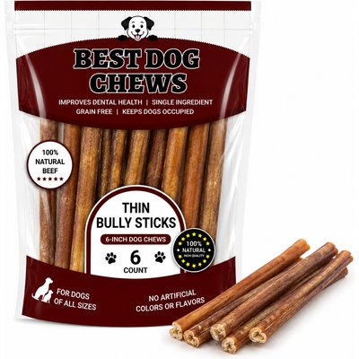 Best Dog Chews Best Dog Chews Thin 6-in Bully Sticks Dog Treats, 6 count