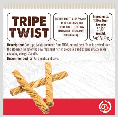 Show full view: Best Dog Chews Tripe Twist Beef Flavored 10-in Dog Chews, 6 count slide 4 of 7