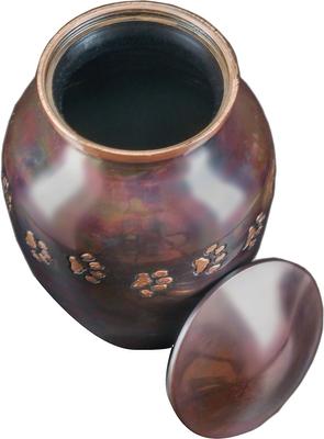 Show full view: Best Friend Services Ottillie Paws Slate Horizontal Print Dog & Cat Urn, Medium, Raku & Brass slide 3 of 8