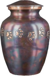 Best Friend Services Ottillie Paws Slate Horizontal Print Dog & Cat Urn, Small, Raku & Brass slide 1 of 6