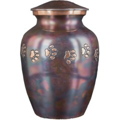 Best Friend Services Ottillie Paws Slate Horizontal Print Dog & Cat Urn, Small, Raku & Brass