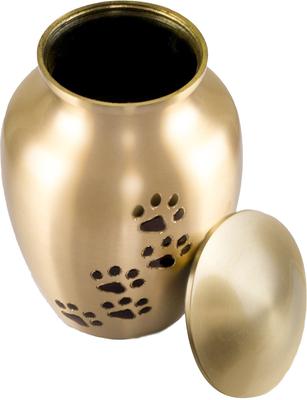 Show full view: Best Friend Services Ottillie Paws Slate Vertical Print Dog & Cat Urn, Brass with Ebony Paws, Medium slide 3 of 8