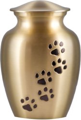 Best Friend Services Ottillie Paws Slate Vertical Print Dog & Cat Urn, Brass with Ebony Paws, X-Large