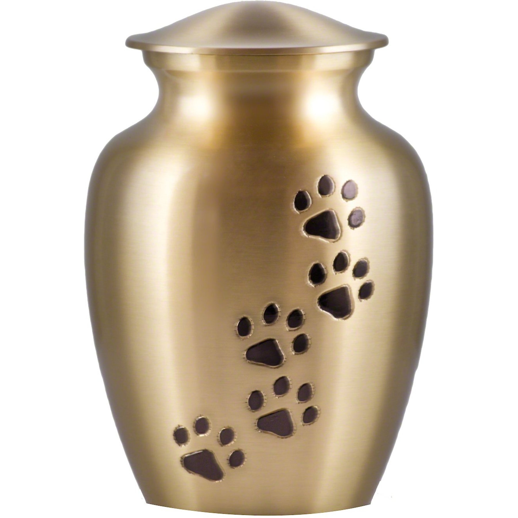Best Friend Services Ottillie Paws Slate Vertical Print Dog & Cat Urn, Brass with Ebony Paws, X-Large