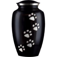 Best Friend Services Ottillie Paws Slate Vertical Print Dog & Cat Urn, Ebony with Pewter Paws, Small