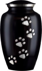 Best Friend Services Ottillie Paws Slate Vertical Print Dog & Cat Urn, Ebony with Pewter Paws, X-Large