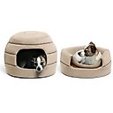 Best Friends by Sheri 2-in-1 Honeycomb Hut Covered/Bolster Cat & Dog Bed, Wheat, Standard