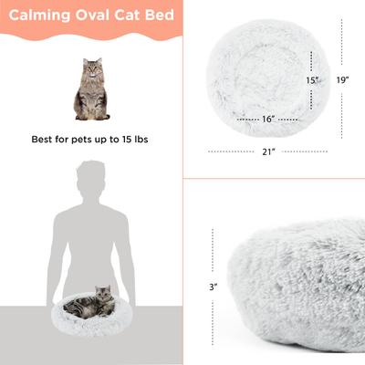 Show full view: Best Friends by Sheri Calming Bolster Cat & Dog Bed, Frost slide 4 of 8