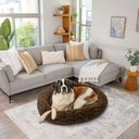 Best Friends by Sheri Calming Lux Fur Donut Cuddler Bolster Cat & Dog Bed, Dark Chocolate, X-Large