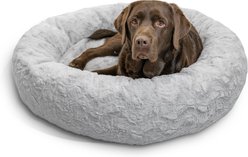 Best Friends by Sheri Calming Lux Fur Donut Cuddler Bolster Cat & Dog Bed, Gray, Large slide 2 of 8