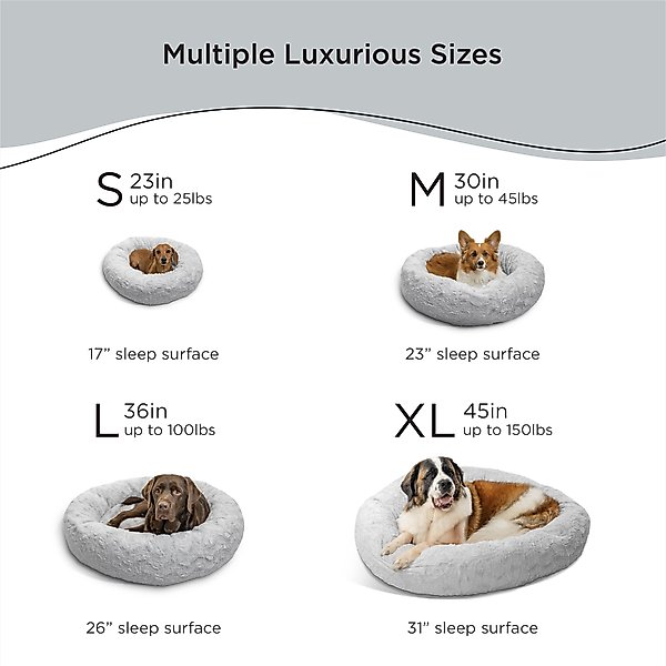 Show full view: Best Friends by Sheri Calming Lux Fur Donut Cuddler Bolster Cat & Dog Bed, Gray, Large slide 4 of 10