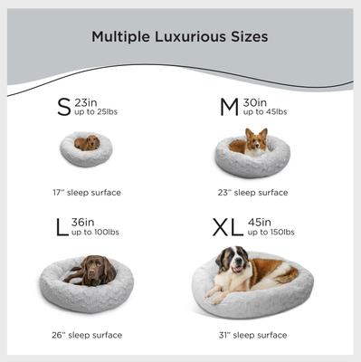 Show full view: Best Friends by Sheri Calming Lux Fur Donut Cuddler Bolster Cat & Dog Bed, Gray, Large slide 4 of 10