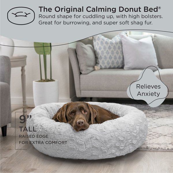 Show full view: Best Friends by Sheri Calming Lux Fur Donut Cuddler Bolster Cat & Dog Bed, Gray, Large slide 5 of 10