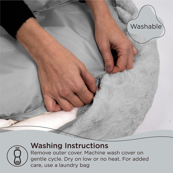 Show full view: Best Friends by Sheri Calming Lux Fur Donut Cuddler Bolster Cat & Dog Bed, Gray, Large slide 6 of 10