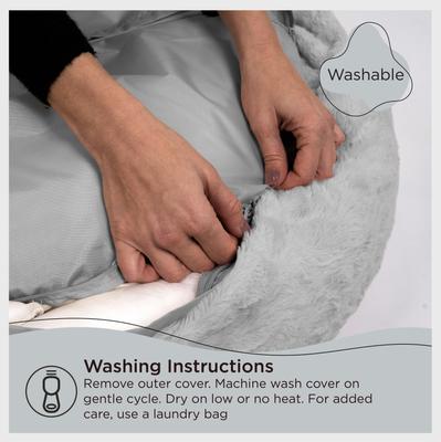 Show full view: Best Friends by Sheri Calming Lux Fur Donut Cuddler Bolster Cat & Dog Bed, Gray, Large slide 6 of 10