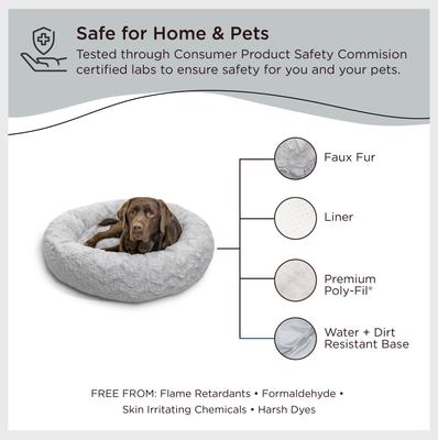 Show full view: Best Friends by Sheri Calming Lux Fur Donut Cuddler Bolster Cat & Dog Bed, Gray, Large slide 7 of 10